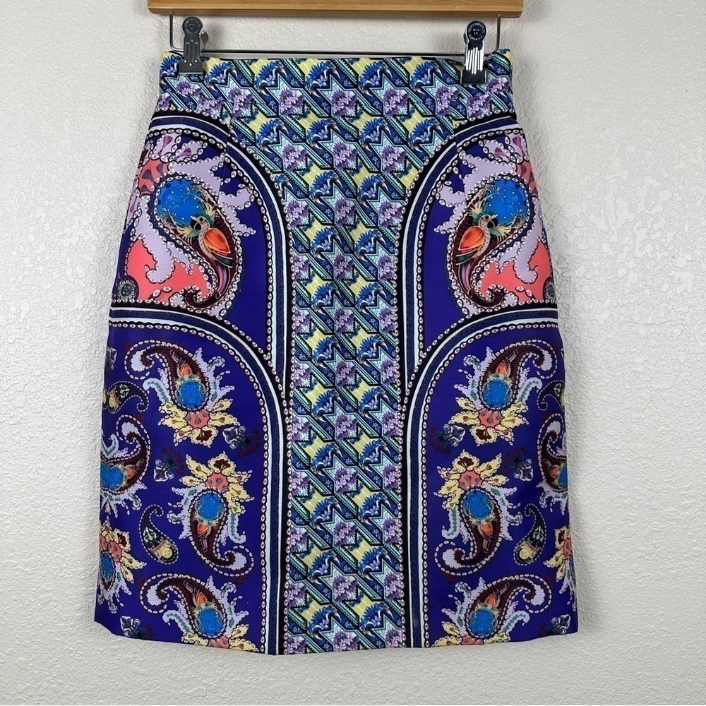 Mary Katrantzou Printed Zip Back Pencil Skirt Size 6 Women